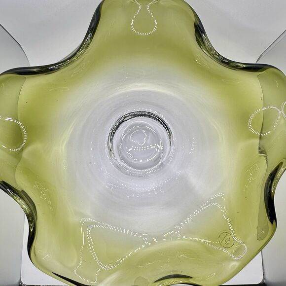 LENOX Organics Green Hue Centerpiece Bowl NON-LEAD CRYSTAL - Picture 7 of 9